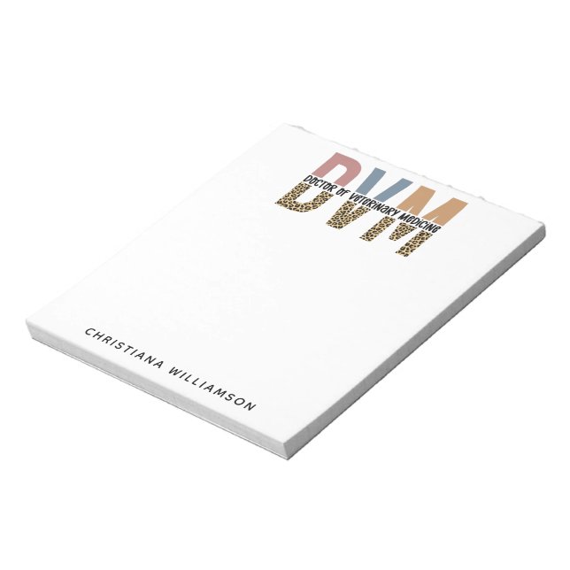 Bloco De Notas DVM Personalizada Doutorado em Medicina Veterinári (Invertido)