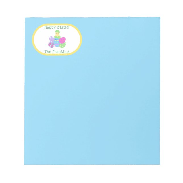 Bloco De Notas EASTER Chick Eggs and Bright Blue Paper (Frente)
