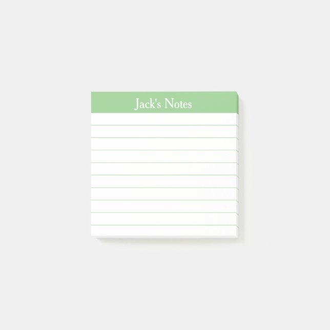 Bloco De Notas Easy Read Classic Sage Green Lined Personalized (Frente)