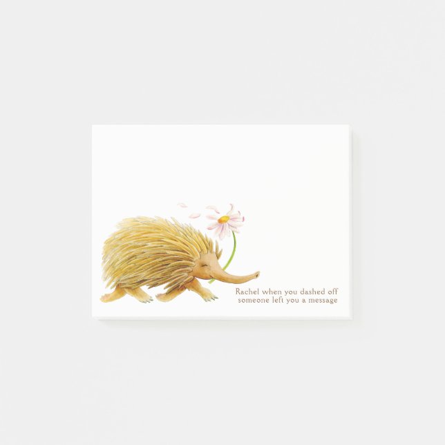 Bloco De Notas Echidnas whimsy watercolor posta (Frente)