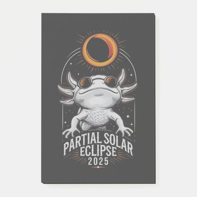 Bloco De Notas Eclipse Solar Parcial 2025 Anfíbio Axolotl (Frente)