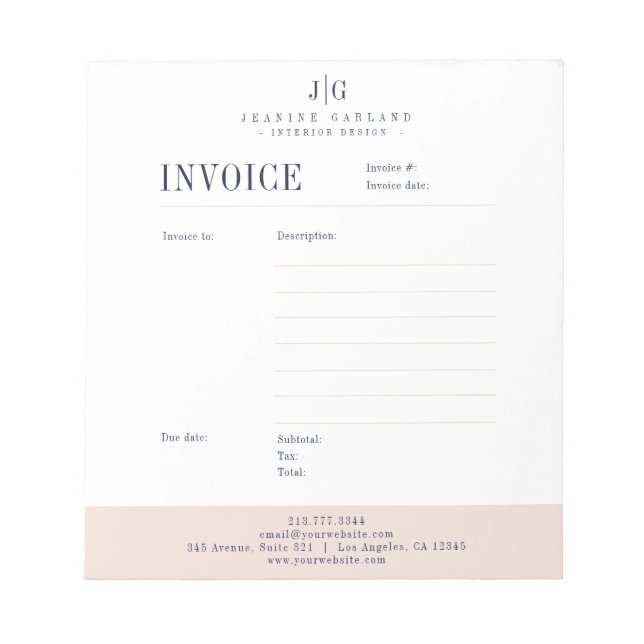Bloco De Notas  Editable Professional Invoice Business Order Form (Frente)