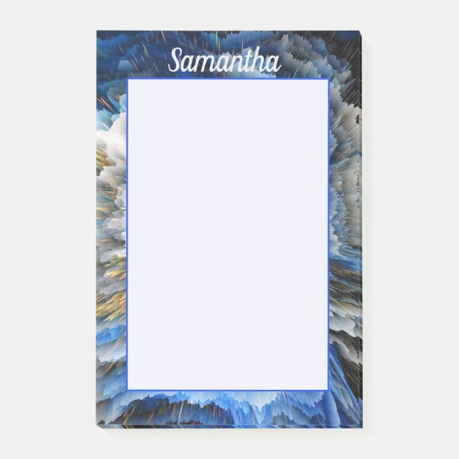 Bloco De Notas Efeito 3D de Abstrato Dourado azul Personalizado 4 (Frente)