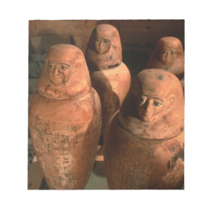 Bloco De Notas Egito, 26ª dinastia Canopic jars encontrada em Abu