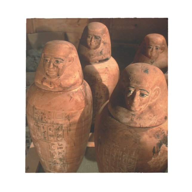 Bloco De Notas Egito, 26ª dinastia Canopic jars encontrada em Abu (Frente)