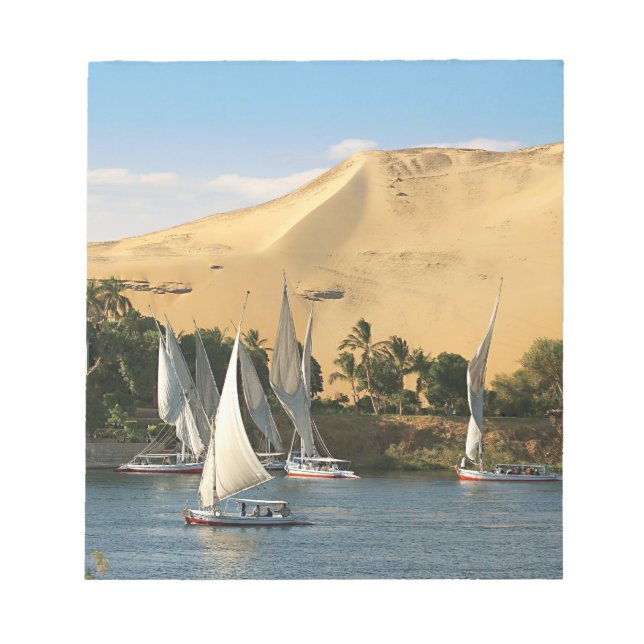 Bloco De Notas Egito, Assuã, Rio Nilo, veleiros Felucca, 2 (Frente)