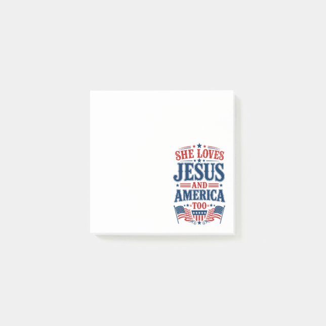 Bloco De Notas Ela Ama Jesus e a América Também (Frente)