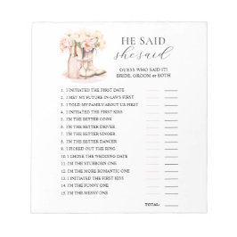 Bloco De Notas ELE DISSE QUE ELA DISSE QUE BLOCA O JOGO DE Chá de