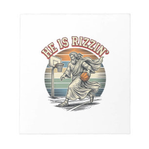 Bloco De Notas Ele É Camiseta Religiosa de Basquete Vintage Rizzi