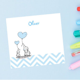 Bloco De Notas Elefante Azul Bebê Personalizado Bebê Menino