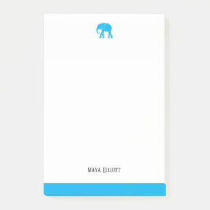 Bloco De Notas Elefante Azul Branco e Céu Brilhante e Borda, Nome
