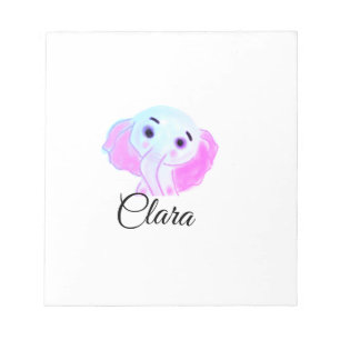 Bloco De Notas Elefante bebê azul rosa simples aquarela adicionar