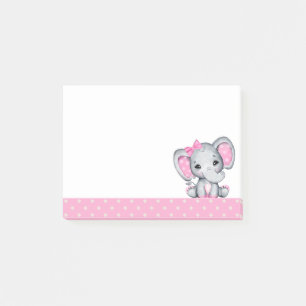 Bloco De Notas Elefante-bebê rosa-claro com orelhas-Bolinhas