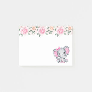 Bloco De Notas Elefante-bebê rosa-claro com orelhas-Bolinhas