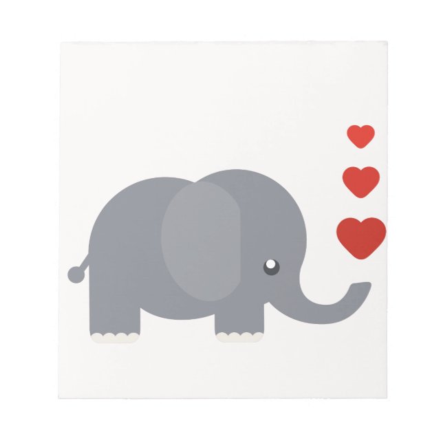 Bloco De Notas Elefante bonito com corações e amor caprichoso (Frente)