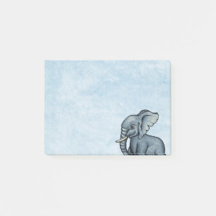 Bloco De Notas Elefante Bonito em Notas Postadas Azuis