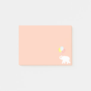 Bloco De Notas Elefante Branco com Balões em Rosa Coral