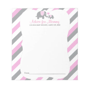 Bloco De Notas Elefante cinzento cor-de-rosa, branco da listra -