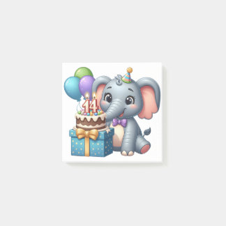 Bloco De Notas Elefante de aniversário de 14 anos