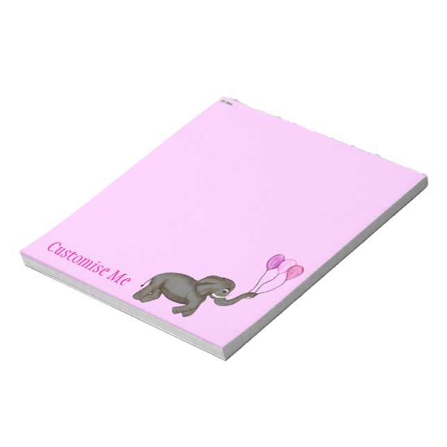 Bloco De Notas Elefante de Celebração (Rosa) (Invertido)