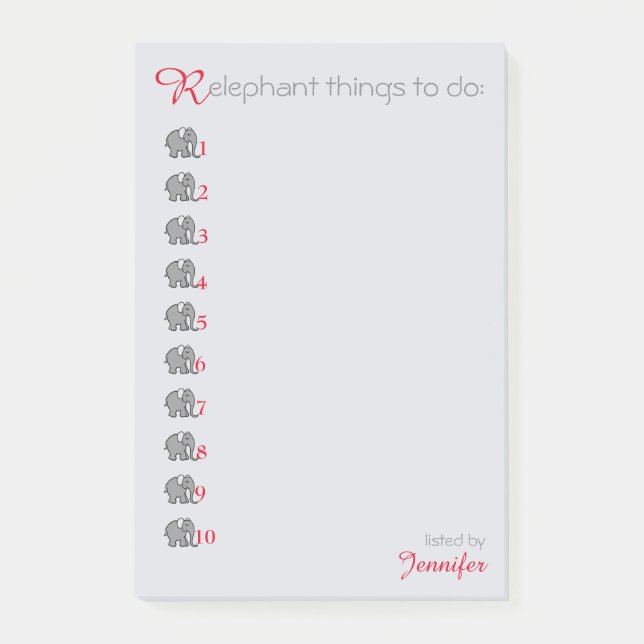 Bloco De Notas Elefante de Cinza personalizado "RElephant" para l (Frente)