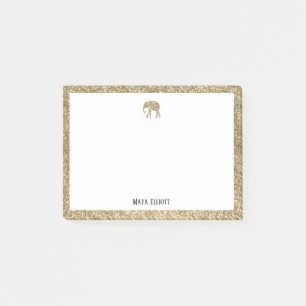 Bloco De Notas Elefante Dourado e borda com branco