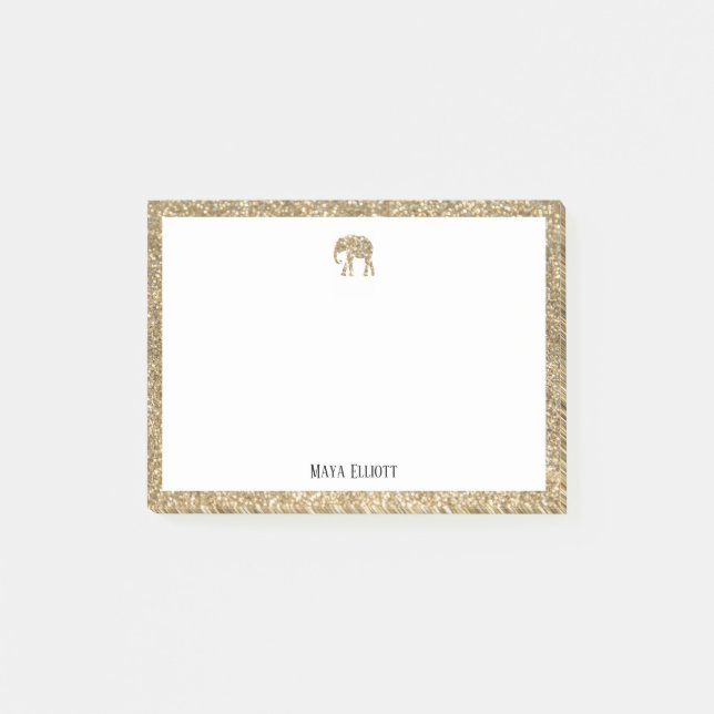Bloco De Notas Elefante Dourado e borda com branco (Frente)