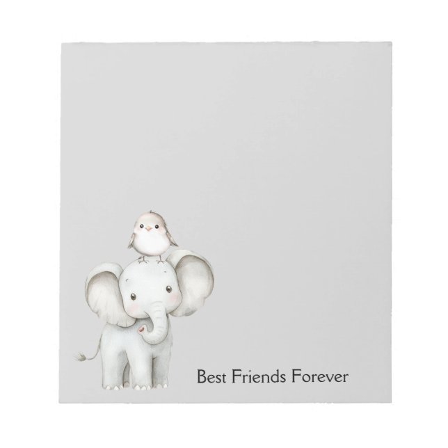 Bloco De Notas Elefante e Pássaro Melhores Amigos (Frente)