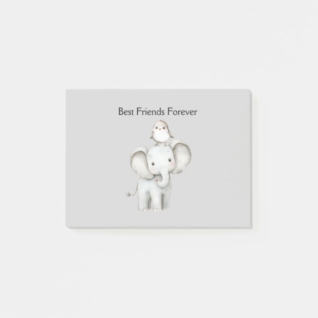 Bloco De Notas Elefante e Pássaro Melhores Amigos (Frente)