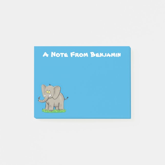 Bloco De Notas Elefante engraçado e bonito com desenho animado de (Frente)