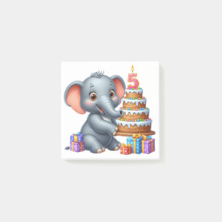 Bloco De Notas Elefante Fofo Aniversário de 5 anos