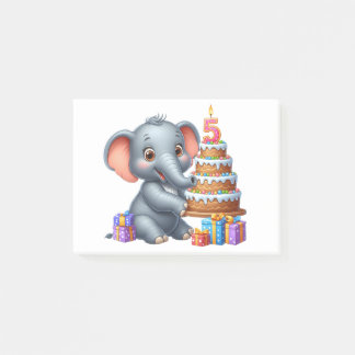 Bloco De Notas Elefante Fofo Aniversário de 5 anos