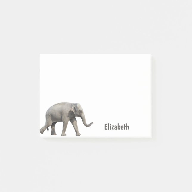 Bloco De Notas Elefante Fofo Nome Personalizado (Frente)