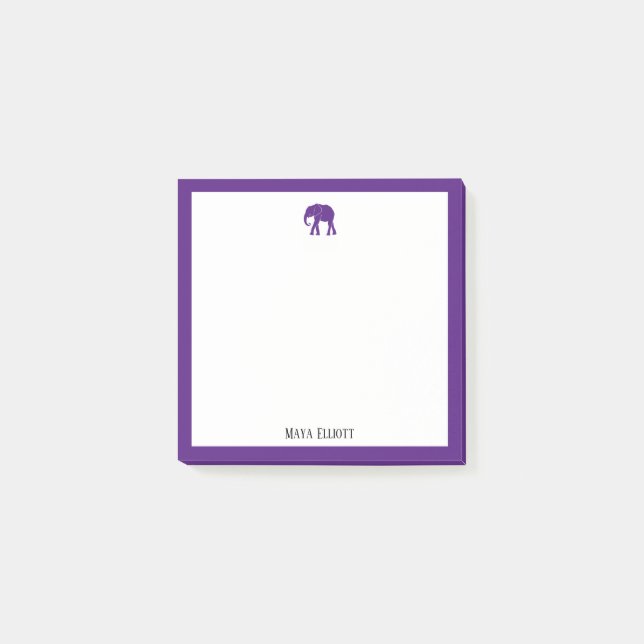Bloco De Notas Elefante Puro Brilhante e Borda em Branco com Nome (Frente)