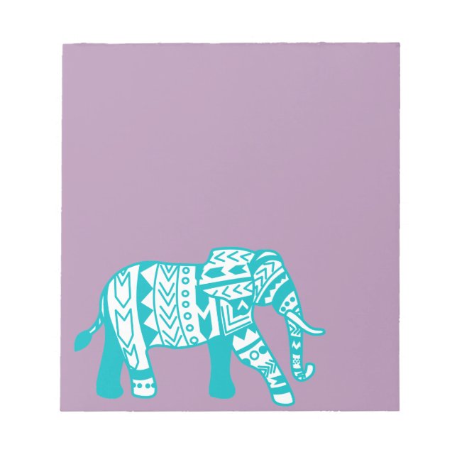 Bloco De Notas Elefante Teal Bohemiano (Frente)