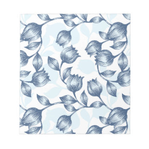 Bloco De Notas Elegância de Pastel Azul: Pateta Floral de Silhuet