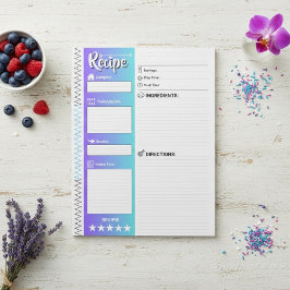 Bloco De Notas Elegant Blue & White Sheets | Refill Recipe Pages