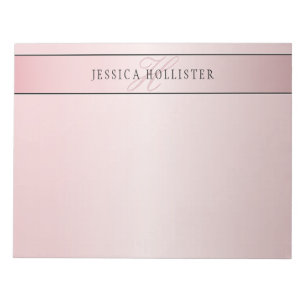 Bloco De Notas Elegant Blush Falso Rose Gold Nome & Iniciais