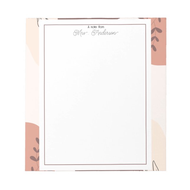 Bloco De Notas Elegant Boho Frame Teacher  (Frente)
