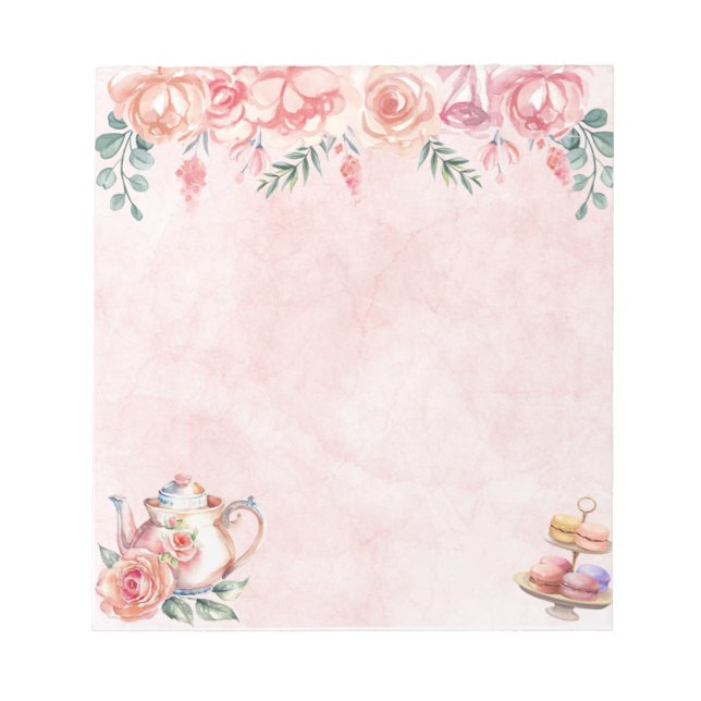 Bloco De Notas  Elegant Floral Tea Party Notepad (Frente)