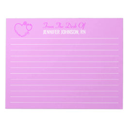 Bloco De Notas Elegant From The Desk Of Nurse Stethoscope Name