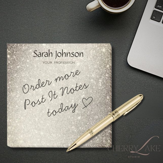 Bloco De Notas Elegant Gold Glitter Monogram Personalized Name  (Criador carregado)