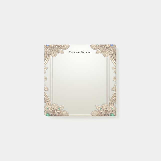 Bloco De Notas Elegant Gold Ornate Post it Notes (Frente)