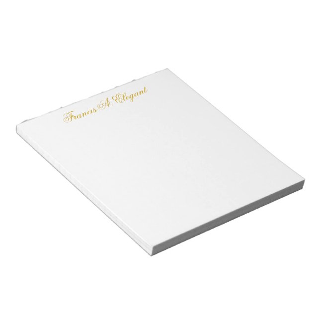 Bloco De Notas Elegant Gold Script Personalized Notepad (Inclinado)