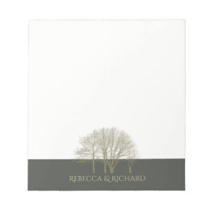BLOCO DE NOTAS ELEGANT GREY GOLD FALL AUTUMN TREES MONOGRAM