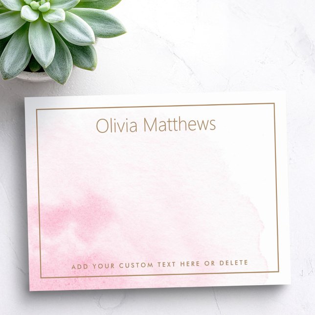 Bloco De Notas Elegant light pink watercolor name text (Elegant light pink watercolor name text post-it notes)