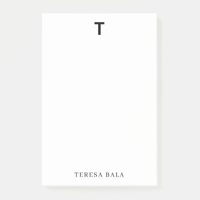 Bloco De Notas Elegant Minimalist Classic Monogram Design (Frente)
