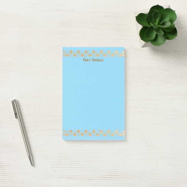 Bloco De Notas Elegant Minimalist Gold Accent Baby Blue (Escritótio)