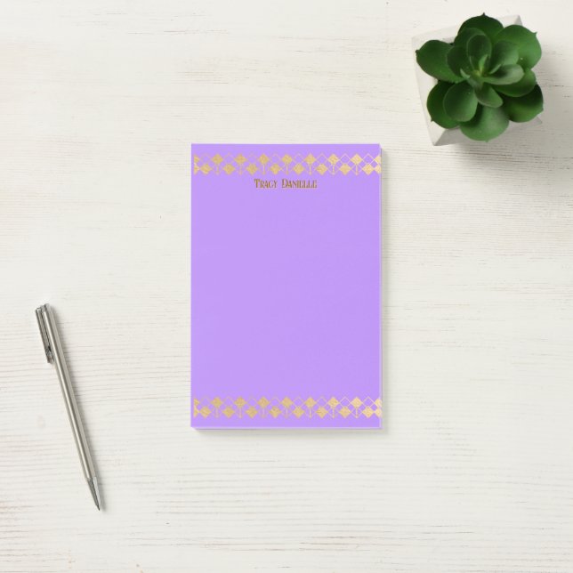 Bloco De Notas Elegant Minimalist Gold Accent Lavender (Escritótio)