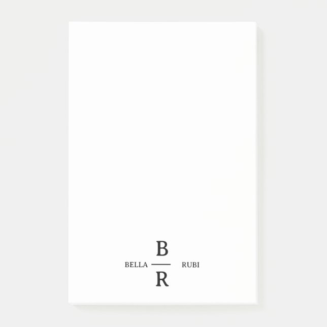 Bloco De Notas Elegant Minimalist Wedding Monogram Design (Frente)